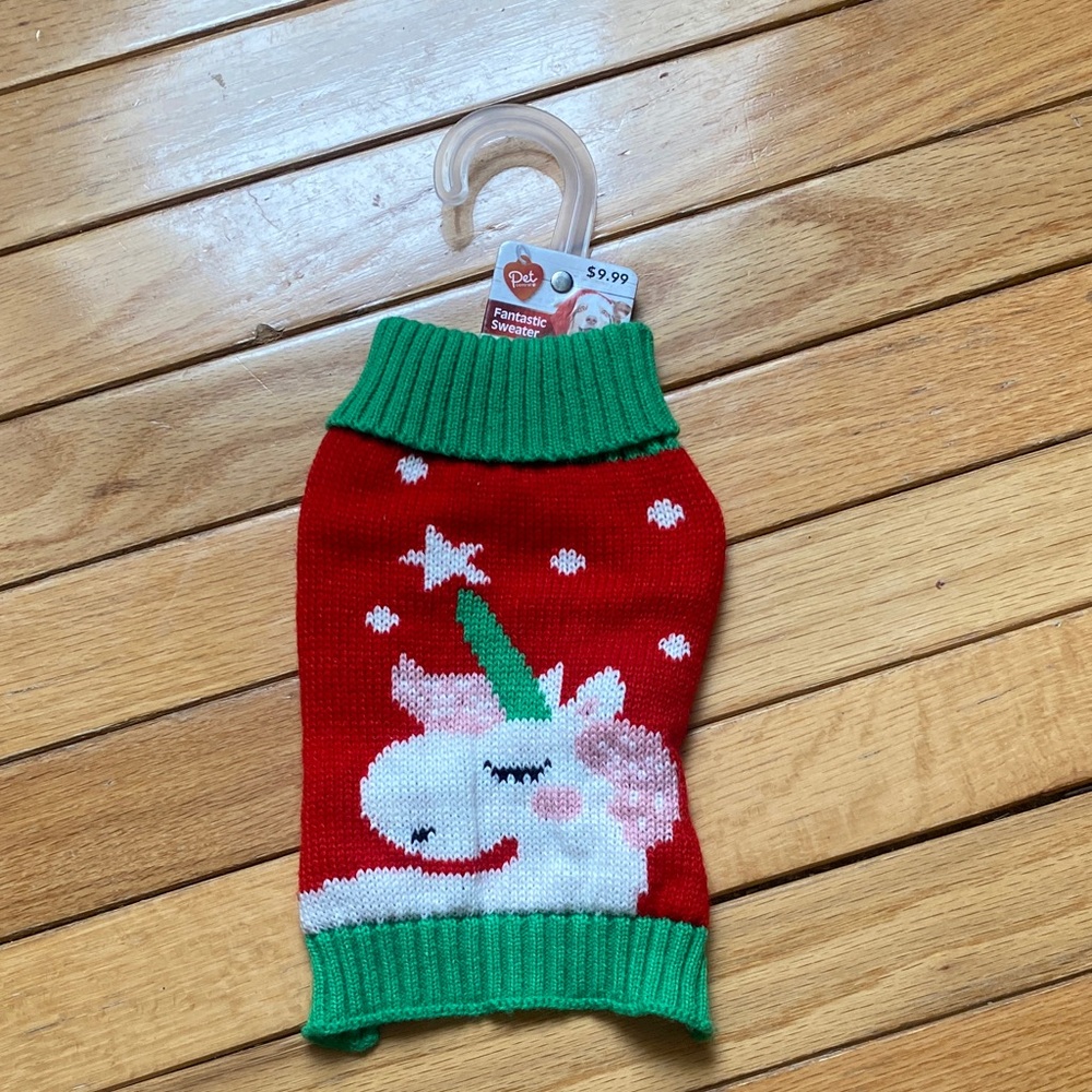 Red and Green Unicorn Dog Sweater